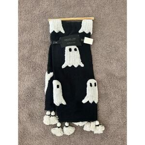 NWT Rachel Zoe Ghost Decorative Throw Blanket Black